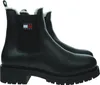 A pair of black Tommy Hilfiger Chelsea boots with white fur lining, shown against a white background. Anteprima dell’immagine prodotto