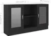 A black cabinet with glass doors and shelves, shown with dimensions indicated. Anteprima dell’immagine prodotto