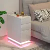 Nachttisch, mit 3 Schubladen, LED-Beleuchtung, weiß Produktbild-Vorschau 3