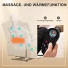A recliner chair with massage and heating features, shown with a diagram of massage points and a remote control. Produktbild-Vorschau