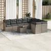vidaXL 10-tlg. Garten-Sofagarnitur mit Kissen Grau Poly Produktbild-Vorschau 2