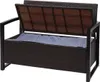 An open storage bench made of poly-rattan with a gray liner inside. Podgląd zdjęcia produktu
