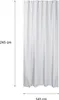 A white curtain is shown hanging vertically, with dimensions indicated by arrows and text. Produktbild-Vorschau