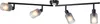 A black ceiling spotlight with four adjustable heads, each with a frosted glass shade. Produktbild-Vorschau