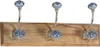 Clayre & Eef Appendiabiti da parete 44x10x17 cm Marrone Blu Anteprima dell’immagine prodotto 1