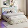 ProximaX Béžová čalouněná postel 160x200cm s LED světlem, Náhled obrázku produktu 1