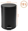 Poubelle à pédale en acier inoxydable ronde noire mate 39 x Voir les images du produit 2