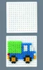 Two white pegboards, one empty and one with a pixel art truck made of colorful beads. Produktbild-Vorschau