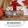 2er Set Eulen aus Keramik – Herbstdeko in Braun und Beige Produktbild-Vorschau 5