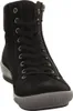 A black leather bootie with laces and a zipper on a white background. Anteprima dell’immagine prodotto