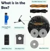 A collage showing the contents of a robot vacuum cleaner accessory box. Various parts like brushes, filters, and mop cloths are displayed. Anteprima dell’immagine prodotto