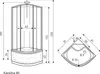 Technical drawing and dimensions of a shower cabin. Podgląd zdjęcia produktu