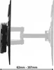 Side view of a black TV wall mount, extended to show its range of motion, with dimensions indicated. Náhľad obrázku produktu