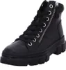 A black leather high-top boot with laces and a side zipper. Voir les images du produit