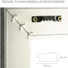 Close-up of the back of a picture frame showing hanging hardware and a diagram of the frame's profile with dimensions. Produktbild-Vorschau
