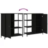 A black sideboard with two sections, one with a closed door and the other open with shelves. Voir les images du produit