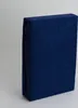 A navy blue fitted sheet is folded and standing upright against a light gray background. Produktbild-Vorschau