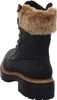 A close-up, rear view of a black lace-up boot with a brown fur lining. Anteprima dell’immagine prodotto
