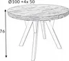A sketch-like illustration of a round table with measurements indicated. Náhľad obrázku produktu