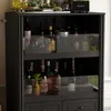 Kleine Vitrine 100x80x50cm Schwarz, 2 Fächer mit halbhohen Produktbild-Vorschau 3