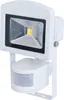 A white LED floodlight with a motion sensor attached. Produktbild-Vorschau