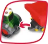 A toy tractor and trailer being connected, indicated by a red arrow. Produktbild-Vorschau