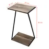 A side view of a wooden and metal side table with dimensions indicated. Anteprima dell’immagine prodotto