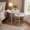 Couchtisch Rund aus Holz,Satztisch 2er Set,Imitation Marble Produktbild-Vorschau 3