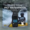 A person in a kayak is using a handheld radio while navigating a river. Náhled obrázku produktu