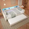 Beige Leinen Daybett mit LED-Beleuchtung und hydraulischem Produktbild-Vorschau 4