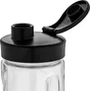 A close-up shot of the lid and opening of a clear plastic bottle with a black lid. Produktbild-Vorschau