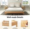 A bedroom scene with a bed and nightstands, along with close-up shots highlighting product details. Produktbild-Vorschau