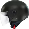 A black motorcycle helmet with a clear visor, shown from the side. Produktbild-Vorschau