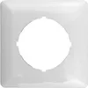 A white square frame with a circular cutout in the center, likely for an electrical outlet or data port. Produktbild-Vorschau