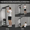 A collage of images showing a man using a wall-mounted lat pulldown station for various exercises. Produktbild-Vorschau