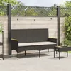 vidaXL Záhradná lavica 3-sed s vankúšom Black Poly Rattan Náhľad obrázku produktu 3