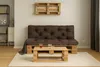 A living room scene with a pallet sofa and coffee table. Voir les images du produit