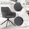 A dark gray swivel chair with close-up views of its fabric textures. Produktbild-Vorschau