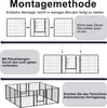 Diagrams showing the assembly steps of a pet playpen. Náhled obrázku produktu