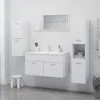 A clean, modern white bathroom vanity set with a mirror, sink, and cabinets. Anteprima dell’immagine prodotto