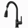 A black kitchen faucet with a pull-out spray head is shown against a white background. Produktbild-Vorschau