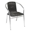 A black rattan chair with a silver metal frame, shown against a white background. Produktbild-Vorschau