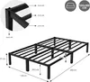 A diagram and illustration of a black metal bed frame with dimensions indicated. Podgląd zdjęcia produktu
