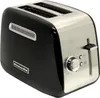 A black and silver two-slice toaster is shown from a slight diagonal front angle against a white background. Voir les images du produit