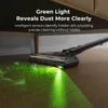 A vacuum cleaner head with green light illuminating dust on a wooden floor. Náhled obrázku produktu