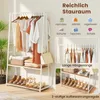 Věšák na oděvy COSTWAY, volně stojící věšák se 2 policemi, Náhled obrázku produktu 4