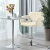 A bar stool and a small table are set up near a window with curtains. Produktbild-Vorschau