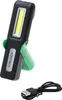 A black and green work light with a USB charging cable on a white background. Produktbild-Vorschau