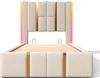 A bed frame with a headboard and footboard, shown from the front. Anteprima dell’immagine prodotto