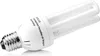 A close-up studio shot of a compact fluorescent light bulb with a white base and clear glass tubes, set against a white background. Produktbild-Vorschau